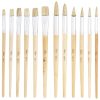Penselen set varkenshaar plat-rond 12-dlg