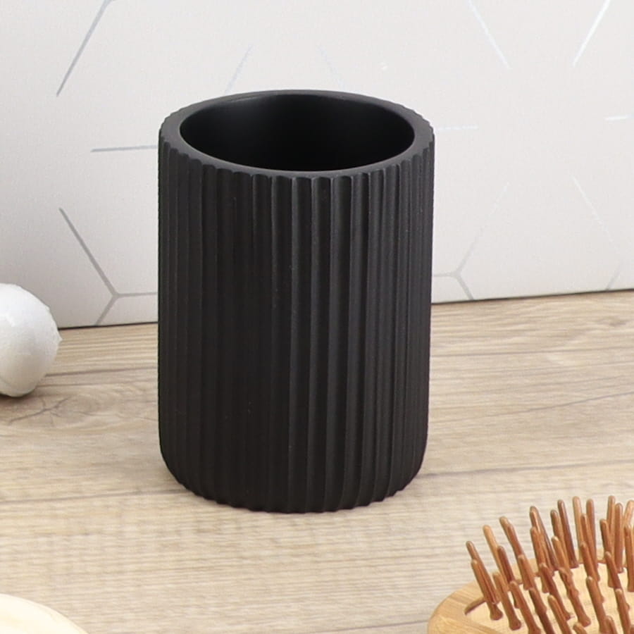Badkamerbeker polyresin zwart 360ml