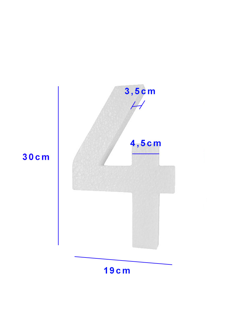 Piepschuim cijfer 4 (30cm)