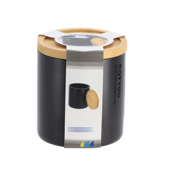 Wattenhouder polyresin bamboe zwart naturel