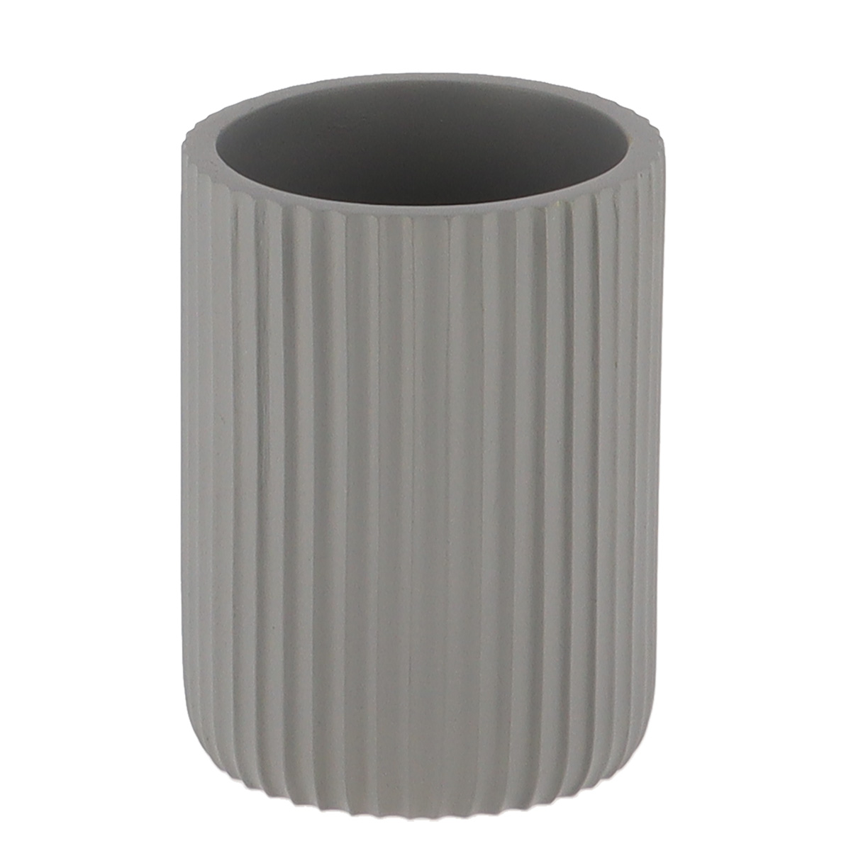 Badkamerbeker geribbeld polyresin grijs 360ml