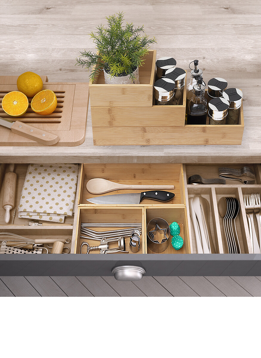 Opbergbak bamboe naturel 18x18x9,5cm