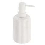 Zeepdispenser geribbeld polyresin wit 230ml