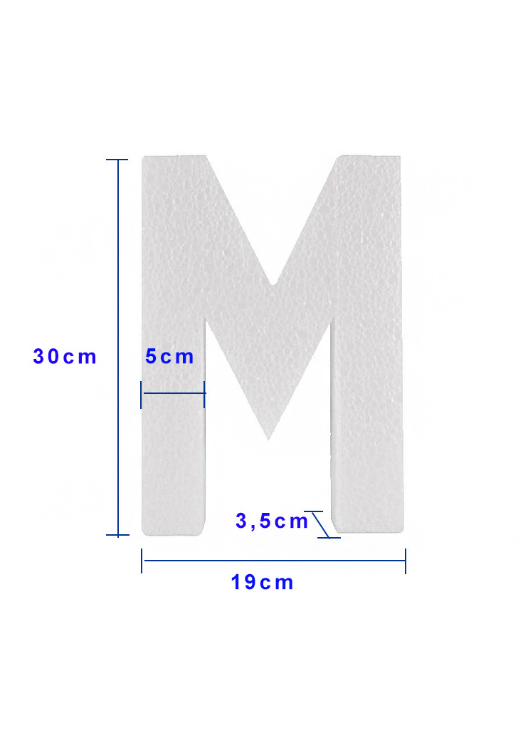 Piepschuim letter M 30cm