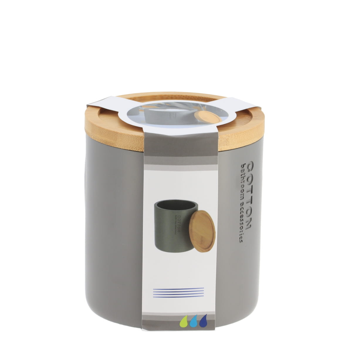 Wattenhouder polyresin bamboe grijs naturel