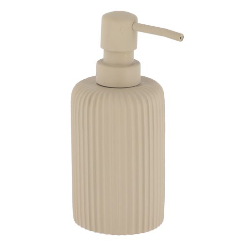 Zeepdispenser geribbeld polyresin taupe 230ml