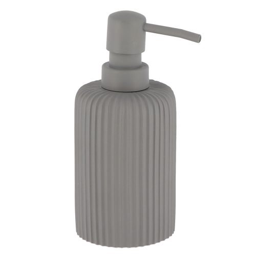 Zeepdispenser geribbeld polyresin grijs 230ml
