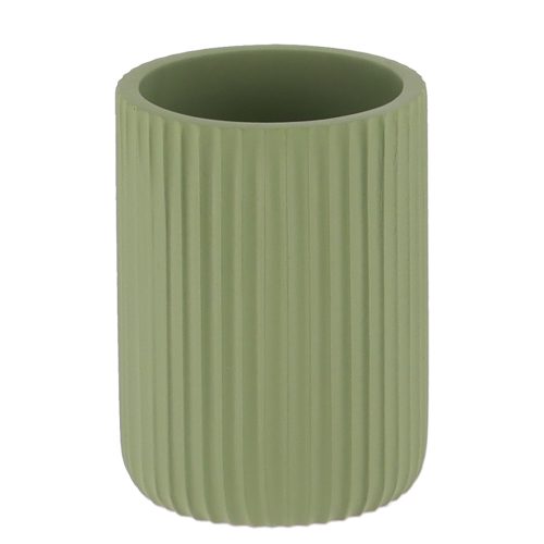 Badkamerbeker geribbeld polyresin kakigroen 360ml