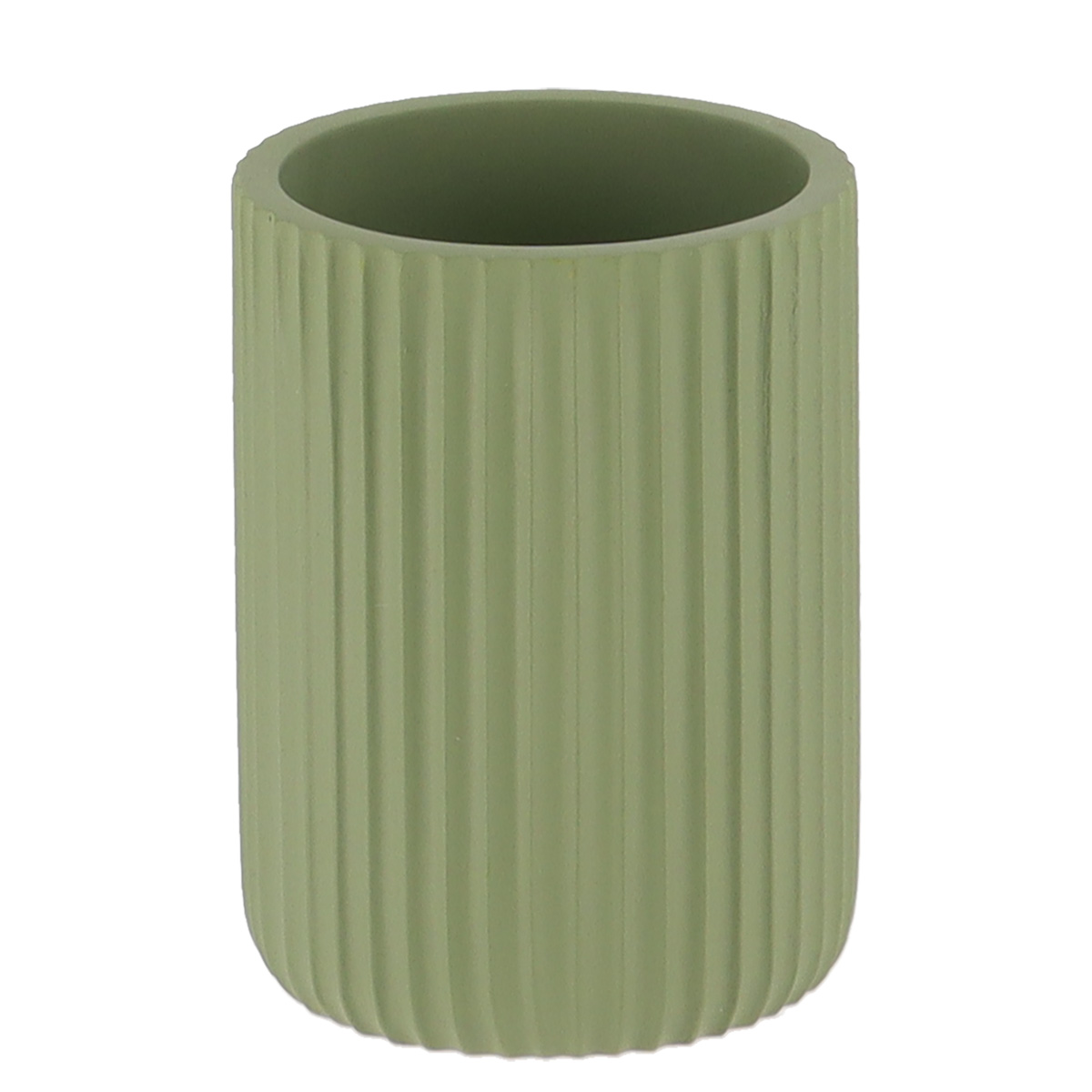 Badkamerbeker geribbeld polyresin kakigroen 360ml