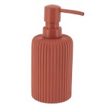 Zeepdispenser geribbeld polyresin terracotta 230ml