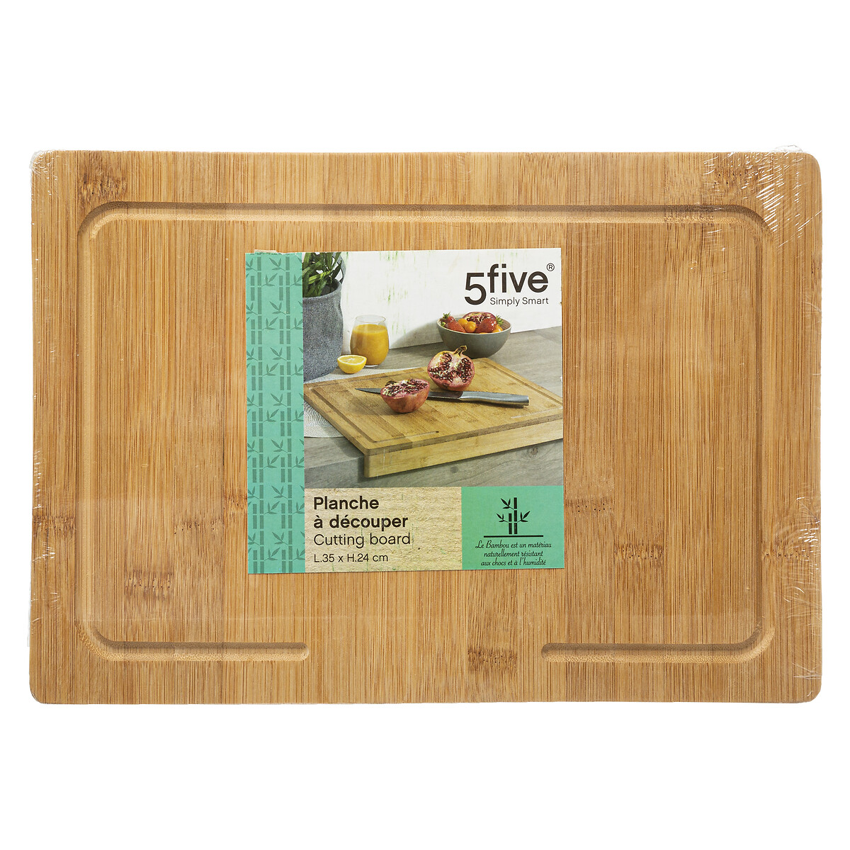 Bamboe snijplank met stoprand 35x24x4cm