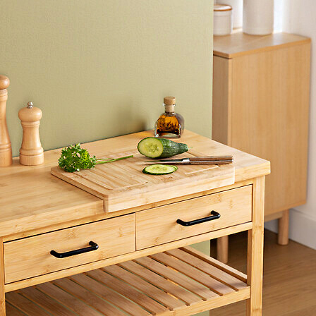 Bamboe snijplank met stoprand 35x24x4cm