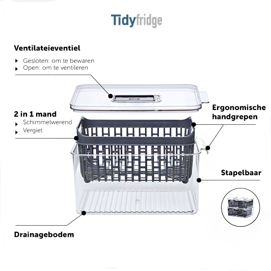 Koelkast opbergbak 32x16cm