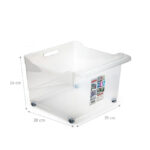 Opbergbox met wieltjes transparant 38x39x26cm
