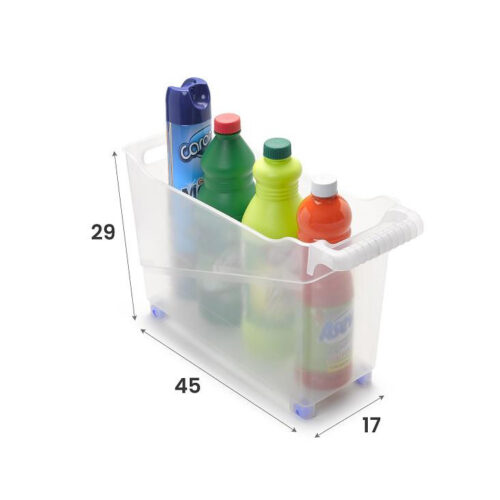 Opbergbox met wieltjes transparant 45x17x29cm