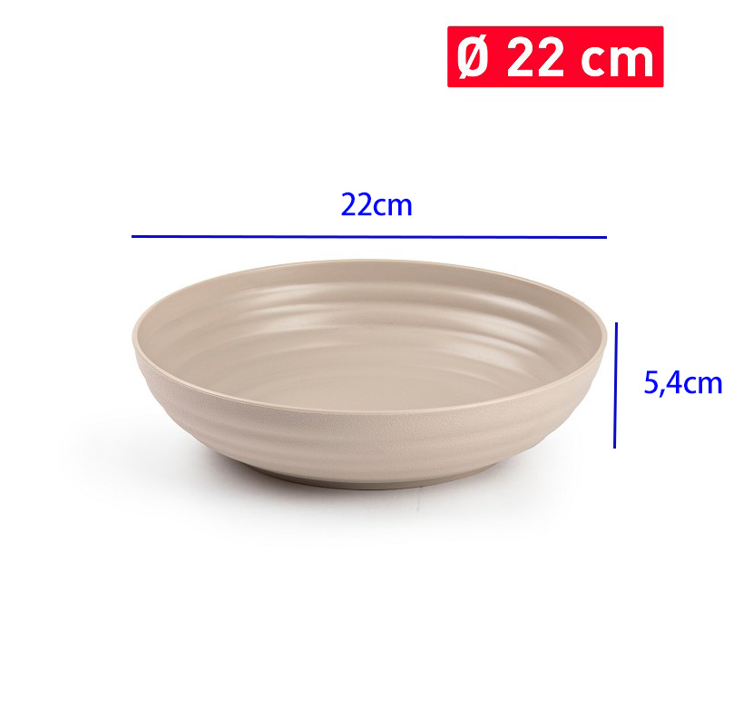 Diep bord kunststof taupe Ø22cm