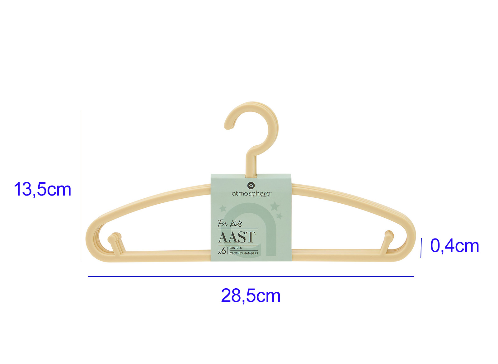 Kinderkledinghangers geel 28,5cm 6st