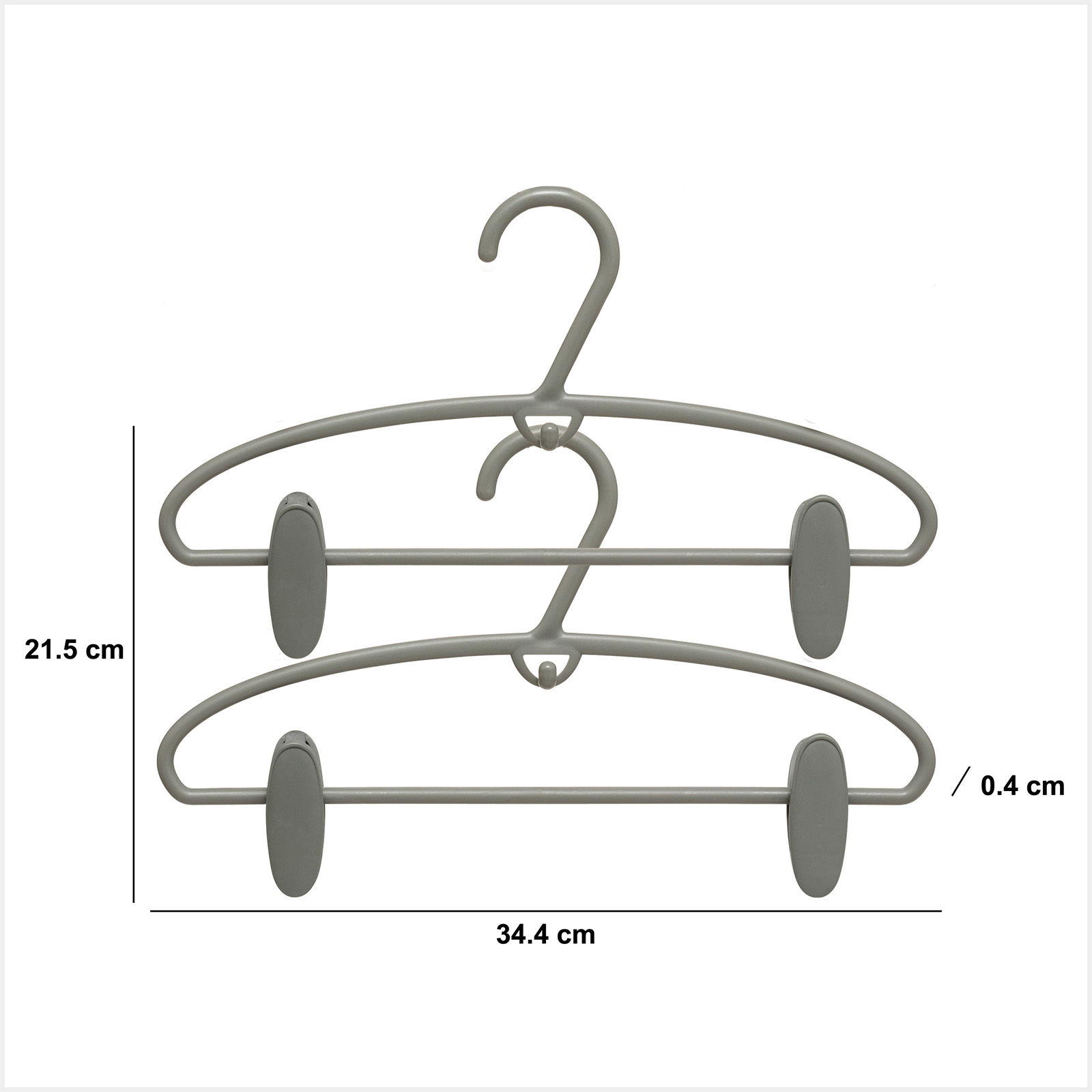 Kledinghangers met clips kunststof 34,4cm 4st