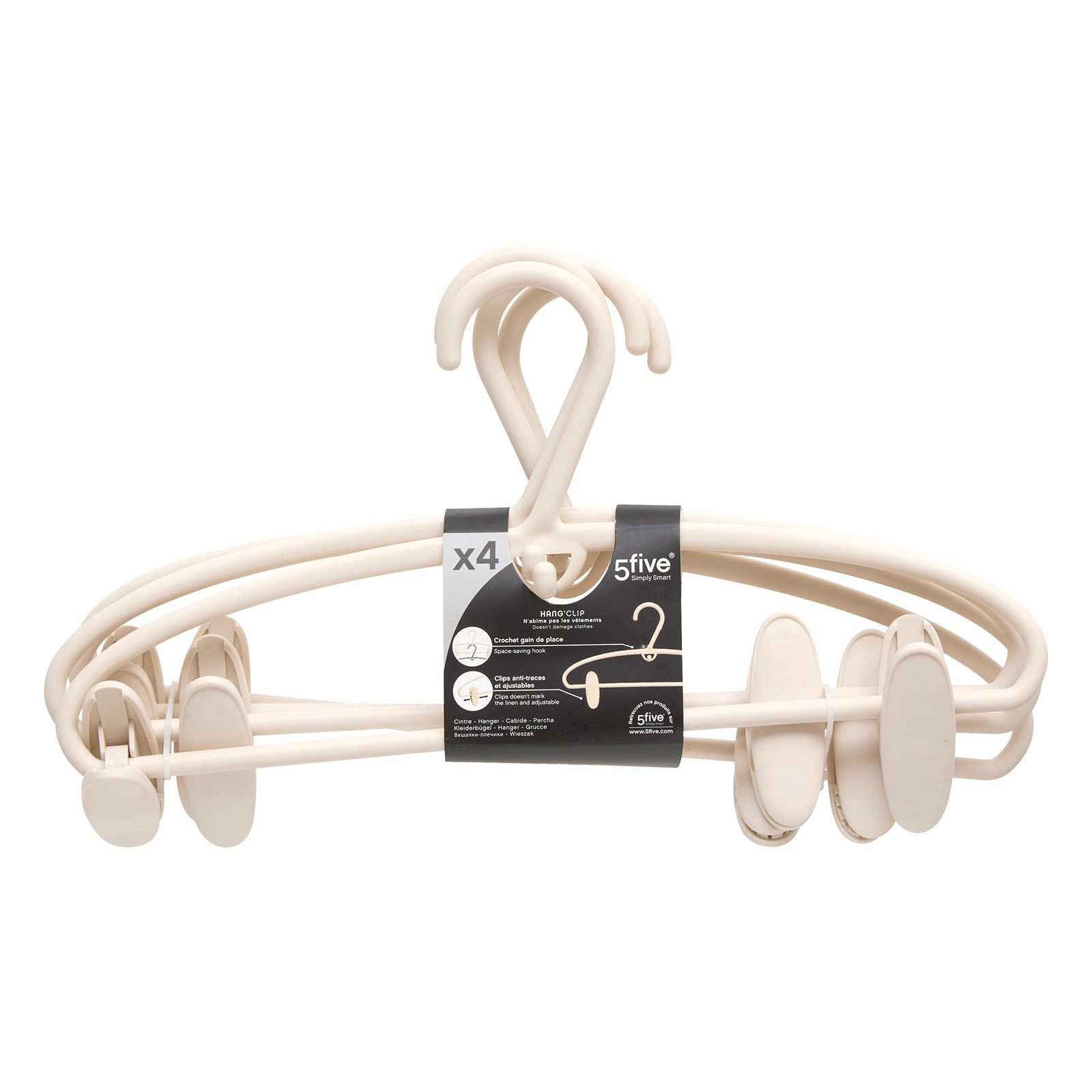 Kledinghangers met clips kunststof 34,4cm 4st