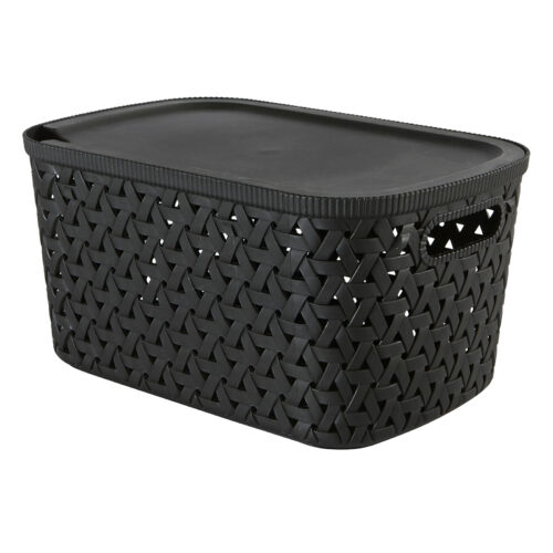 Opbergmand met deksel 6,7L zwart