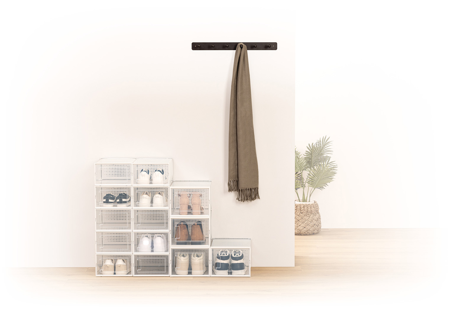 Schoenenbox stapelbaar transparant L 25x35x18,5cm