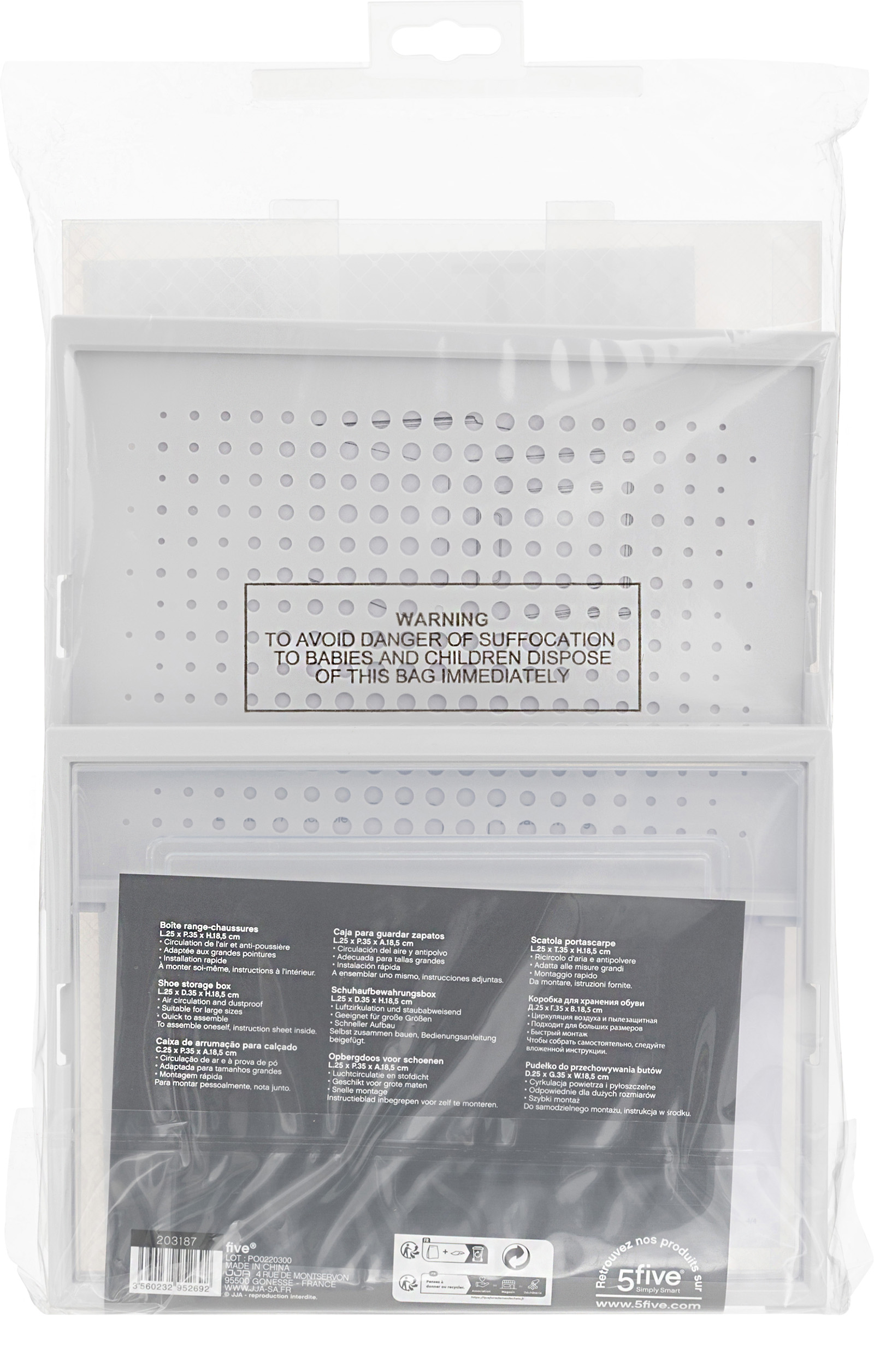 Schoenenbox stapelbaar transparant L 25x35x18,5cm