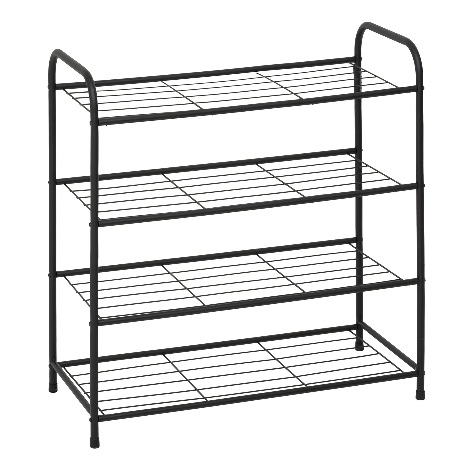 Schoenenrek metaal zwart 4 etages 71 × 31 × 74 cm