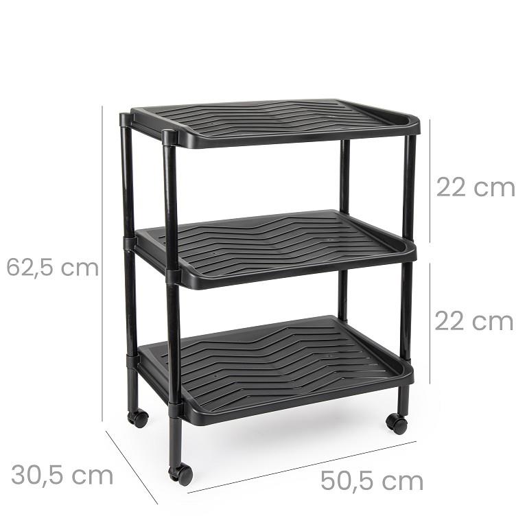 Schoenenrek op wielen 3-laags 50,5 × 30,5 × 62,5cm